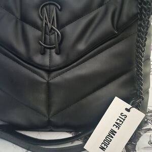 Steve Madden Black Quilted Chain Strap Shoulder Bag